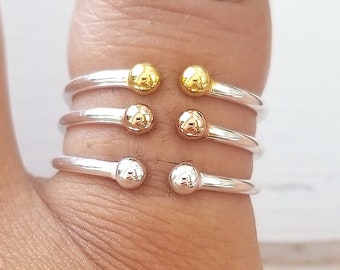 Double ball ring - 925 Sterling Silver - available in Silver , 2 tone rose and 2 tone gold