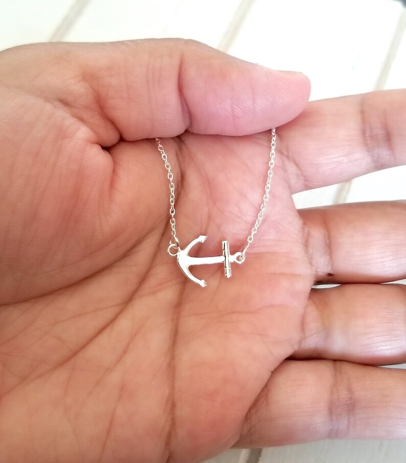 Sideways Anchor Anklet sterling silver D