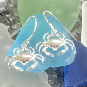 Silver Crab Earrings- Sterling Silver- Large Version