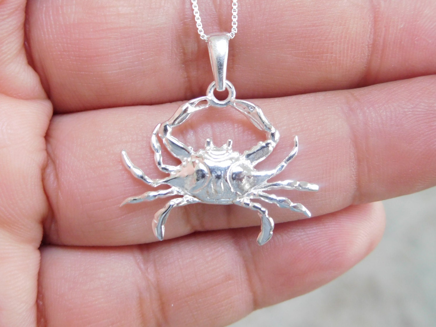 Silver Crab Necklace Sterling Silver Maryland Blue Crab Etsy