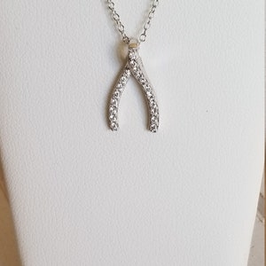 Wishbone necklace with CZ Sterling SilverD image 6