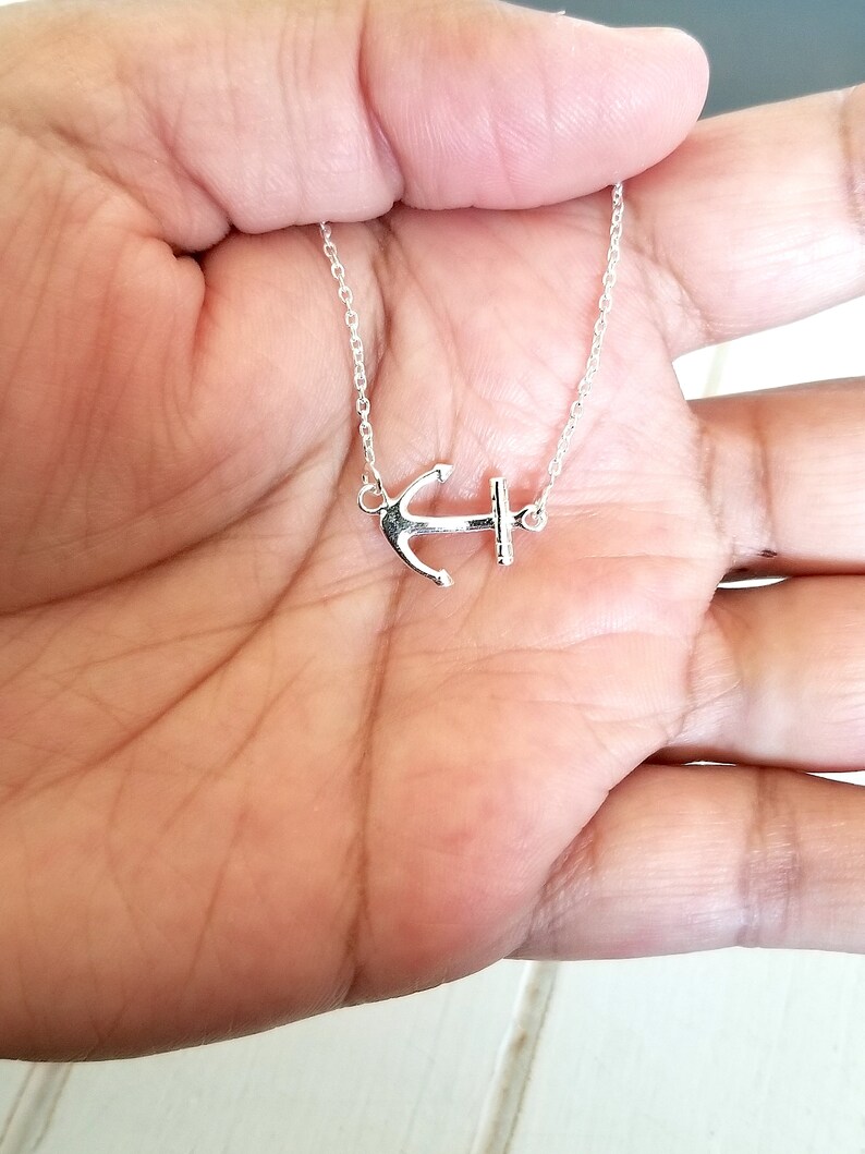 Sideways Anchor Anklet sterling silver D