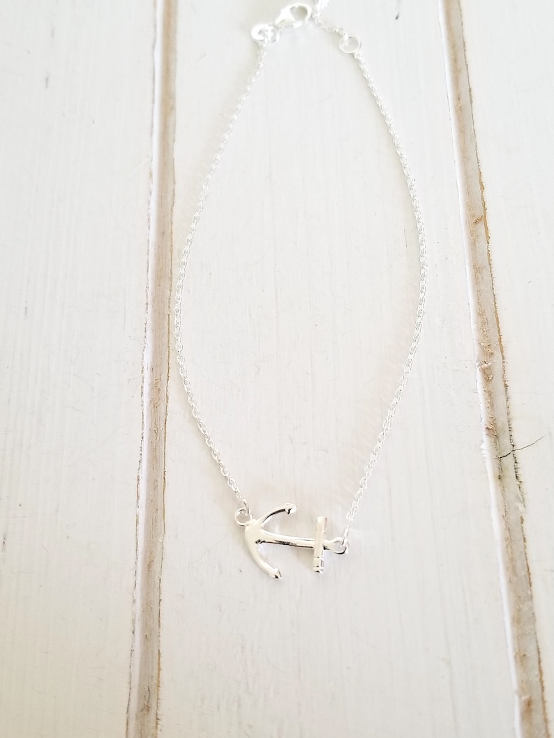 Sideways Anchor Anklet sterling silver D