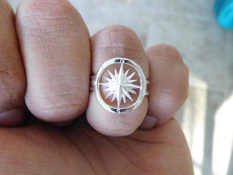 Sailor Compass Ring Sterling Silver Compass Jewelry Etsy