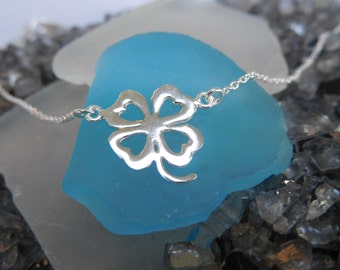4 leaf clover necklace- Sterling Silver - bridal jewelry- Bridal Party - St patricks - Irish necklace - lucky clover - four leaf clover*