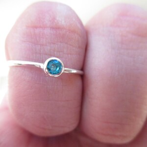 Dainty Sapphire CZ ring Sterling Silver September Birthstone Color image 2