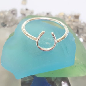 Horseshoe ring- sterling silver - Crazy horse - good luck jewelry*