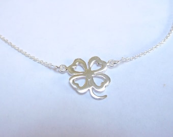 4 leaf clover necklace- Sterling Silver - bridal jewelry- Bridal Party - St patricks - Irish necklace - lucky clover - four leaf clover*