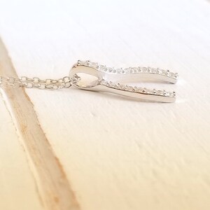 Wishbone necklace with CZ Sterling SilverD image 5