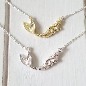 Silver Mermaid necklace Sterling Silver Mermaid jewelry singing mermaid Available in Sterling Silver and Gold Plated image 1