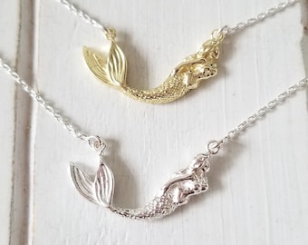 Silver Mermaid necklace - Sterling Silver Mermaid jewelry - singing mermaid -  Available in Sterling Silver and Gold Plated*
