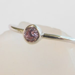 Dainty Pink Tourmaline CZ ring - Sterling Silver  October Birthstone Color*