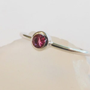 Dainty Ruby CZ ring - Sterling Silver  July Birthstone Color*