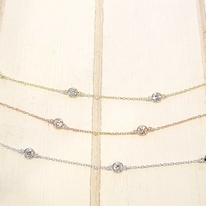 Diamonds CZ by the Yard Necklace Sterling Silver 3 colors available in 5 lengths Silver, Rose & Yellow image 9