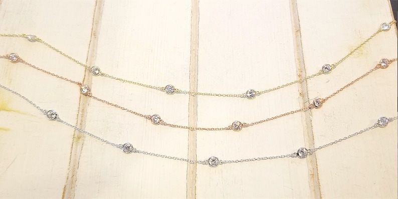 Diamonds CZ by the Yard Necklace Sterling Silver 3 colors available in 5 lengths Silver, Rose & Yellow image 9