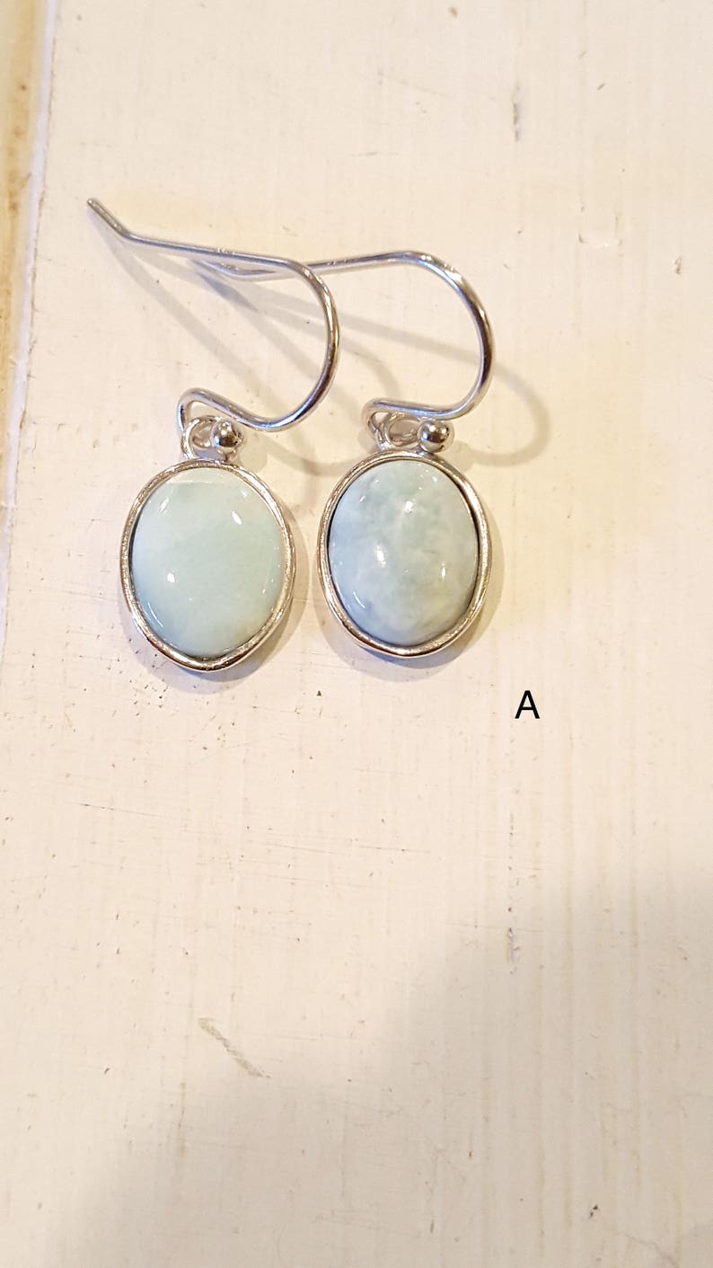 Oval Larimar Earrings With 925 Sterling Silver Dominican | Etsy
