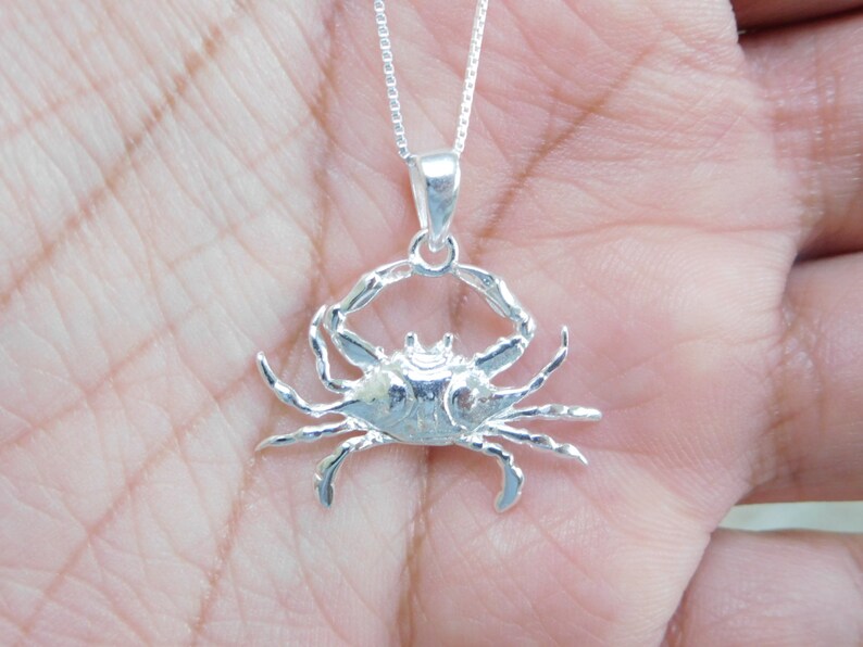 Silver Crab Necklace Sterling Silver Maryland Blue Crab Etsy