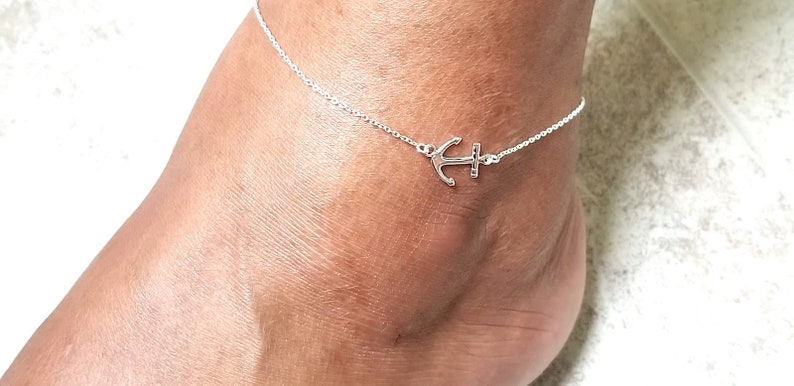 Sideways Anchor Anklet sterling silver D