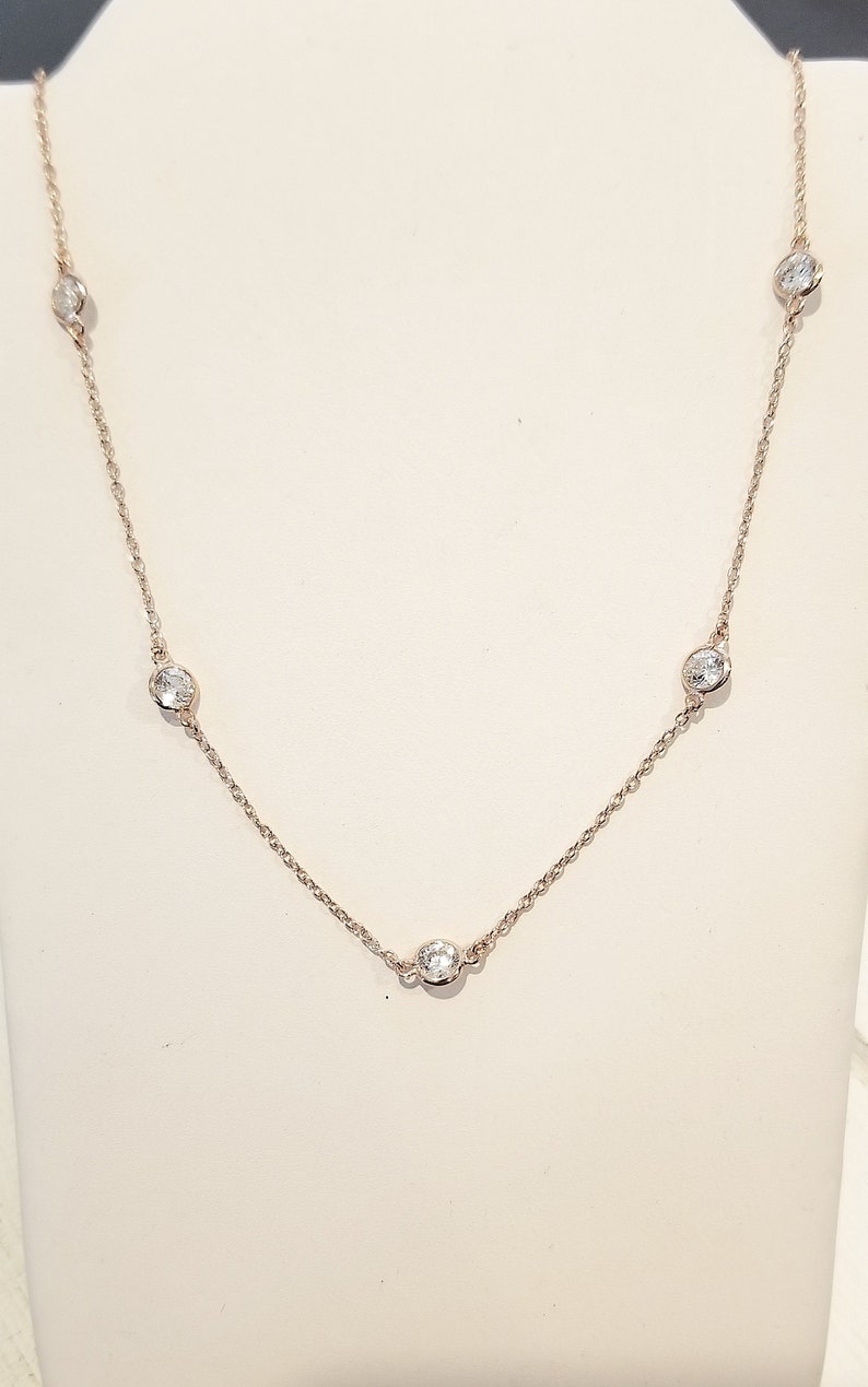 Diamonds CZ by the Yard Necklace Sterling Silver 3 colors available in 5 lengths Silver, Rose & Yellow image 4