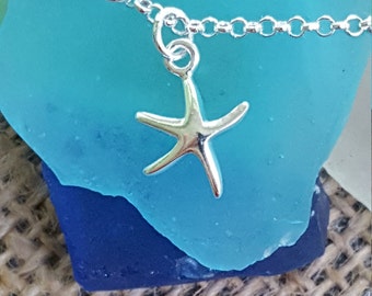 Bracelet de cheville étoile de mer flottante - Argent sterling (D)