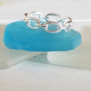 Large Open Cable link band - 925 Sterling Silver - Stackable ( Sizes 5 to 10 available) *