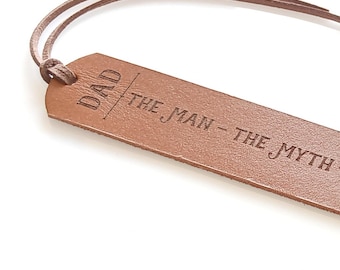 Personalized Leather Bookmark: Engraved Dad, Mum, Brother, Sister, Friend Gift - Christmas stocking fillers