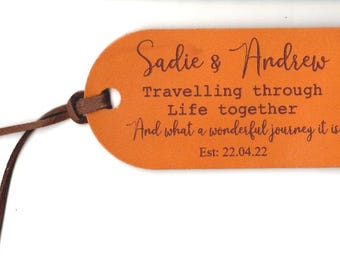 Novelty Leather Luggage tags, keyrings, 3rd Anniversary - Personalised to your own ideas