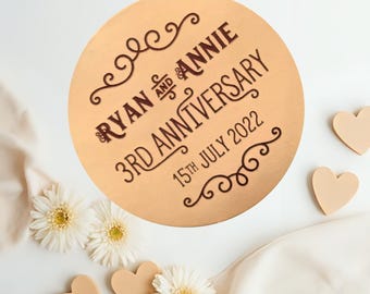 Personalised Vintage style leather coasters 3rd Anniversary gift - Any wording you like