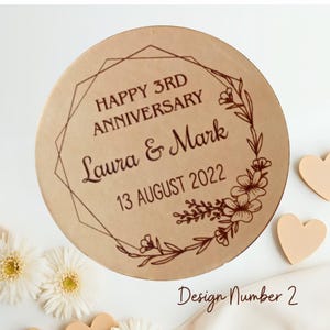 Personalised leather coasters for 3rd Anniversary gift in various shades of tan