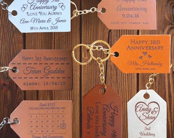 Personalized Leather Anniversary Keychains: Engraved Leather Tags