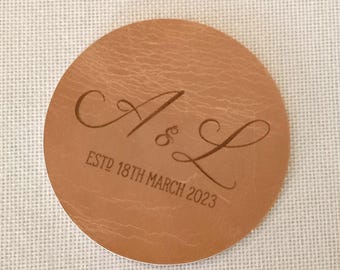 Personalised leather coasters for 3rd Anniversary gift
