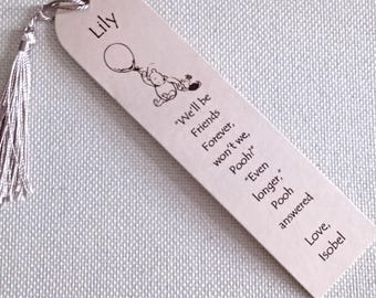 Personalised Winnie the Pooh Leather Bookmark: Pooh Quotes, Custom Wording