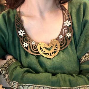 Leather “Shieldmaiden Flowers” Statement Necklace