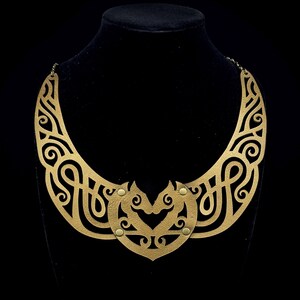 Leather Gold “Shieldmaiden” Statement Necklace