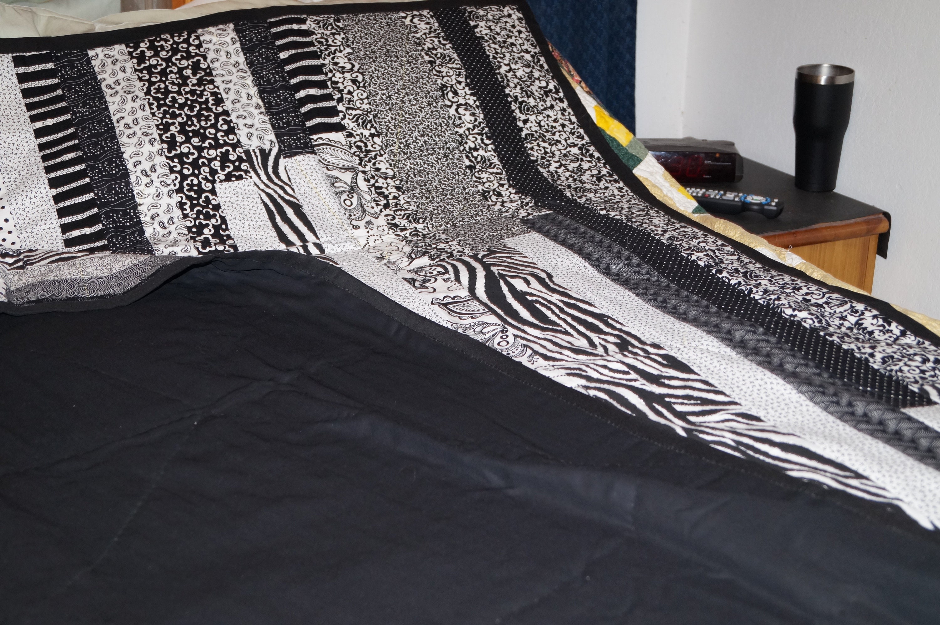 Handmade Black & White Striped Quilt Etsy India