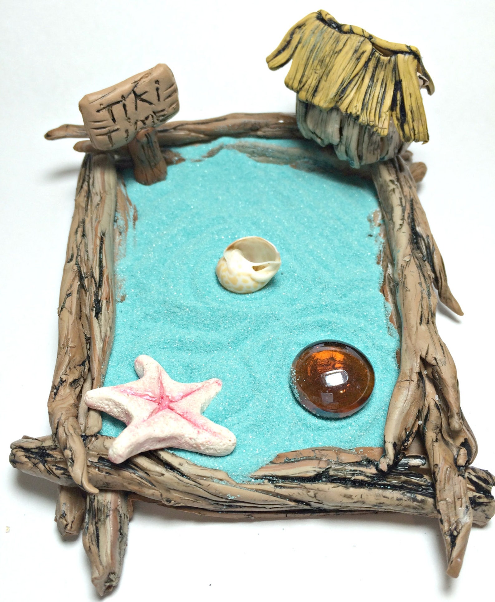 Miniature Zen Garden, Tiki Hut Zen Garden Kit, Ocean Decor, Nautical