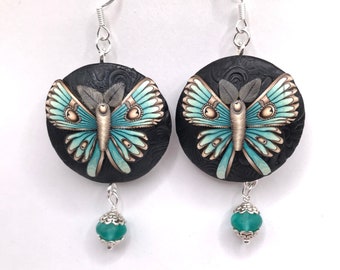 Luna Moth Dangle Earrings - Elegant Drop Moth & Butterfly Jewelry - Unique Gift for Her