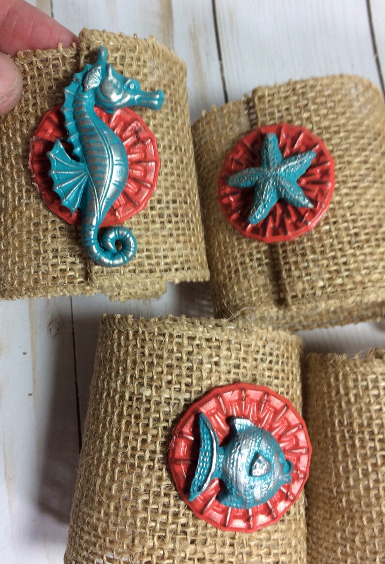 Beach Napkin Rings Beach Theme Napkin Rings Burlap Napkin Etsy