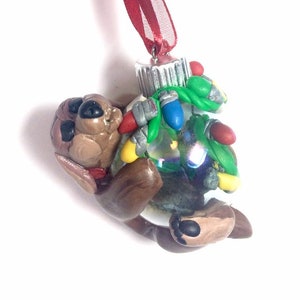 Dog ornament, Christmas dog ornament, holiday decor, polymer clay glass ornament, gift for dog owner
