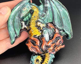 手作り陶器製ドラゴンミニチュア置物 - 香炉ホルダー - 部屋の装飾