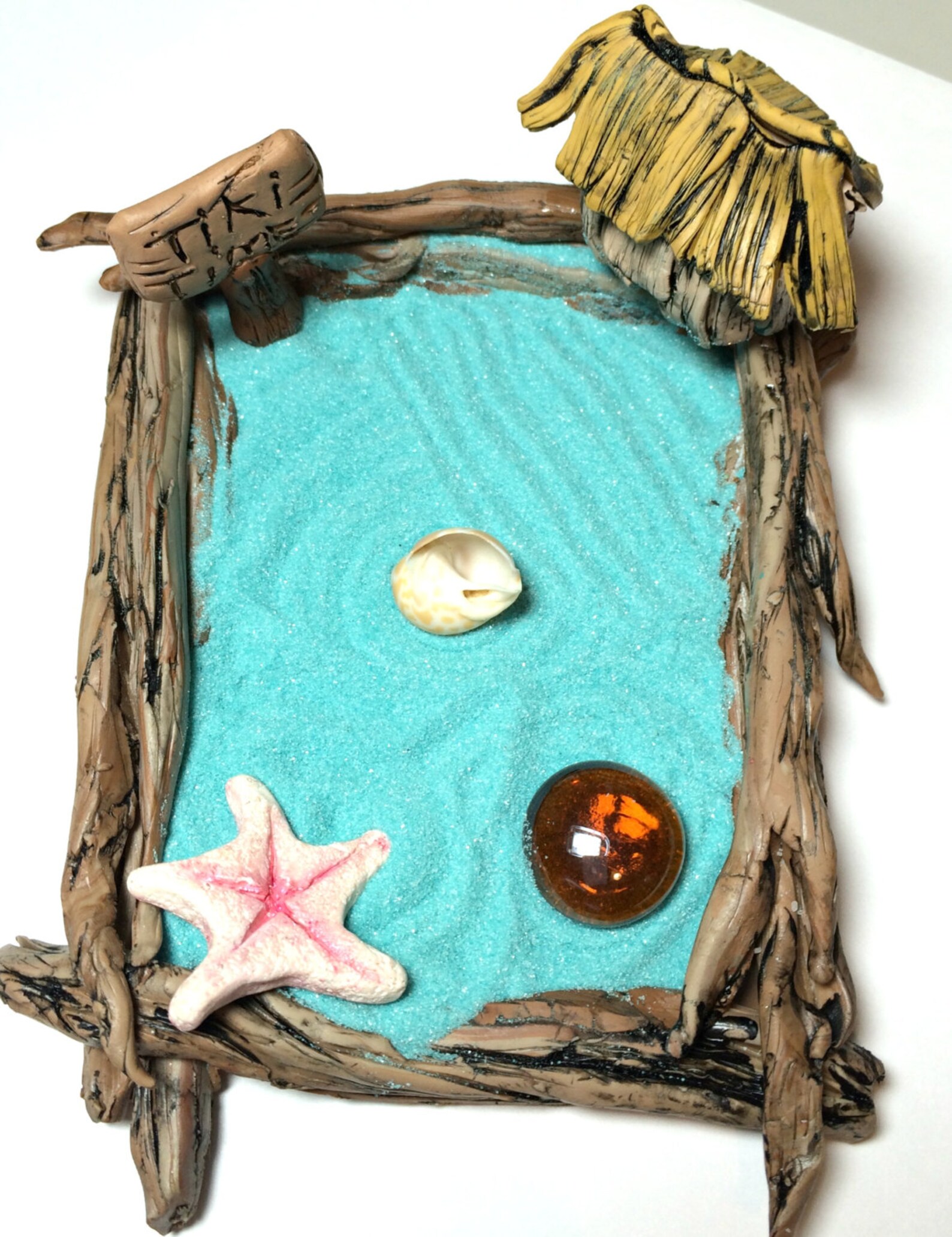 Miniature Zen Garden, Tiki Hut Zen Garden Kit, Ocean Decor, Nautical