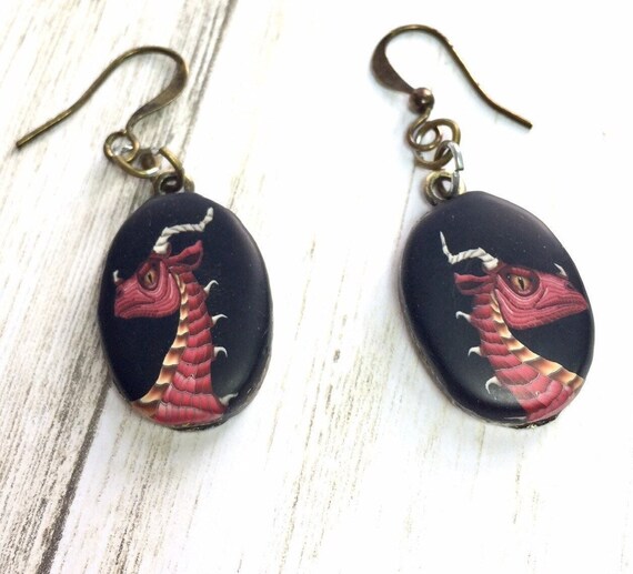 Red Dragon Earrings Dragon Dangle Earrings Mythical Jewelry Fantasy Jewelry Dragon Gift for Her Etsy Canada