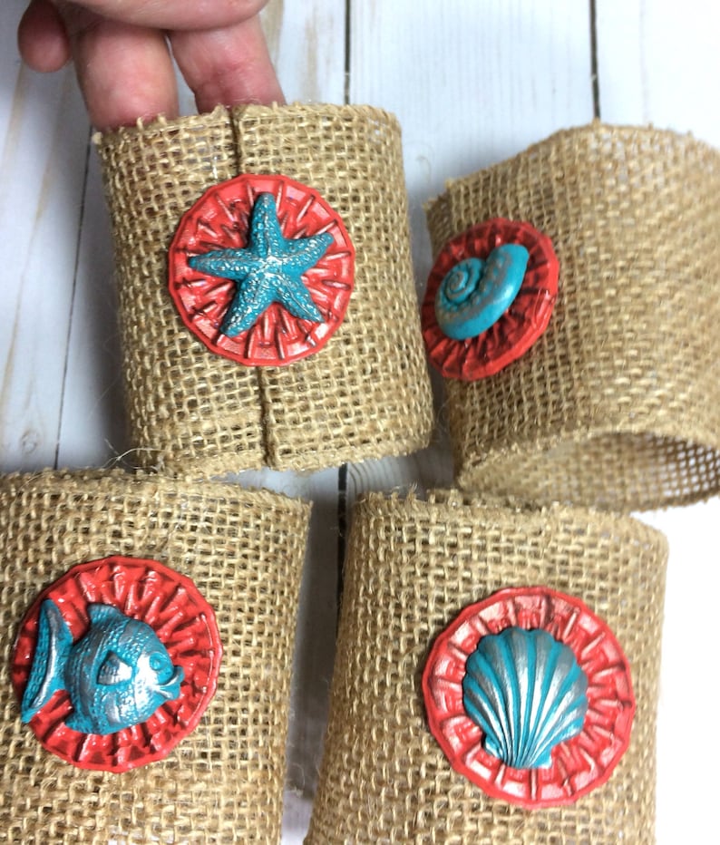 Beach Napkin Rings Beach Theme Napkin Rings Burlap Napkin Etsy