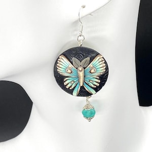 Luna Moth Dangle Earrings - Elegant Drop Moth and Butterfly Jewelry - Unique Gift for Her