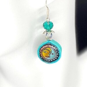 Sun and Moon Earrings, Celestial Dangle Jewelry, Boho Handmade Earrings, Moon and Sun Jewelry, Gift for Her, Unique Statement Earrings