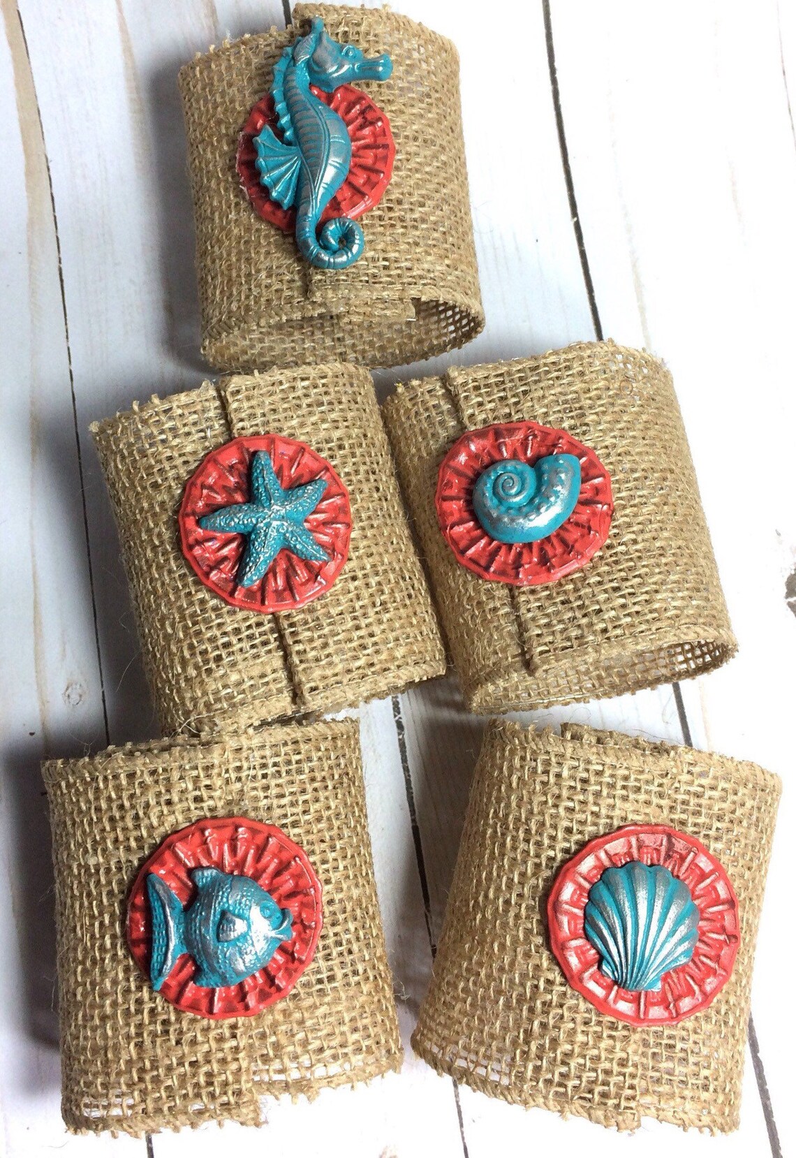 Beach Napkin Rings Beach Theme Napkin Rings Burlap Napkin Etsy