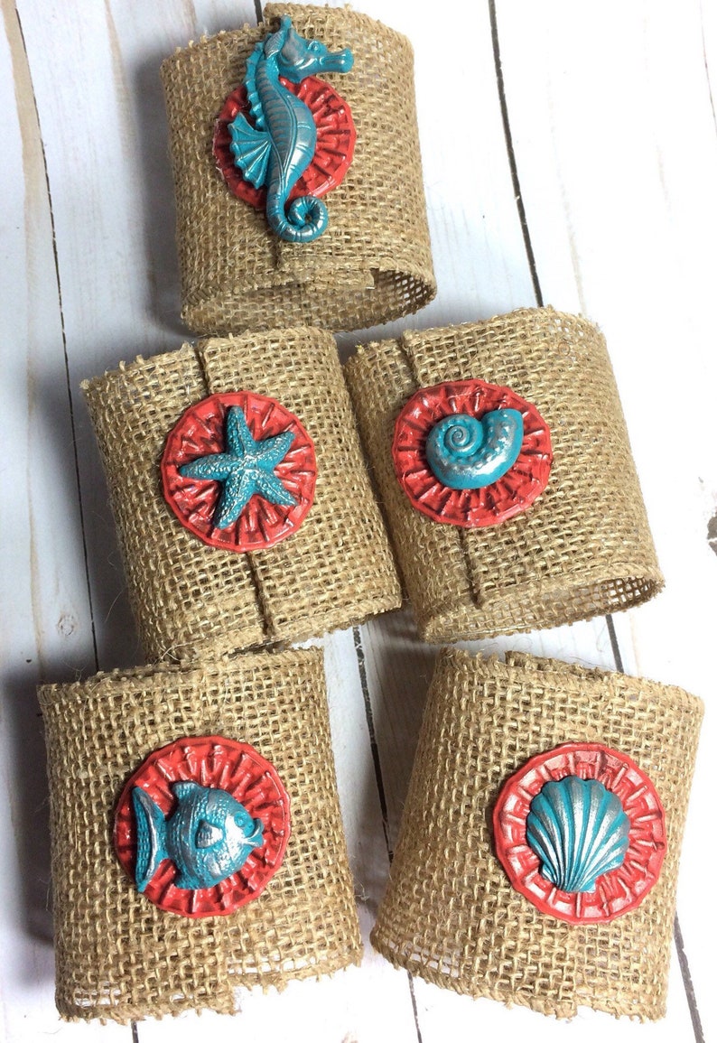 Beach Napkin Rings Beach Theme Napkin Rings Burlap Napkin Etsy