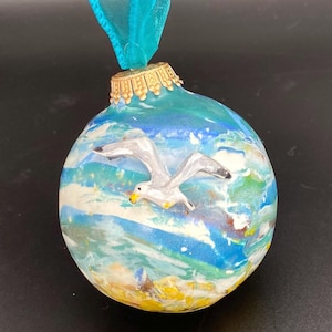 Handmade Polymer Clay Beach Ornament – Coastal Elegance for Year-Round Serenity