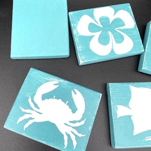 Charming Beach-Themed Decorative Blocks – Perfect for Summer Decor