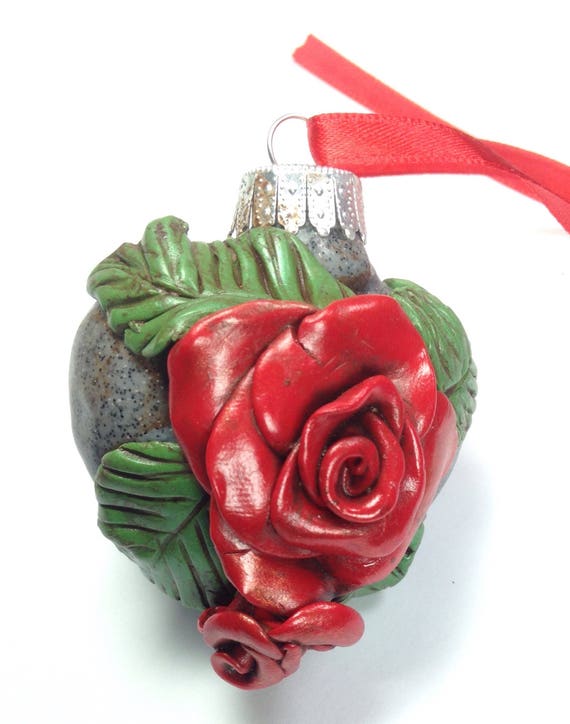 Red rose ornament Rose tree ornament holiday decor Etsy